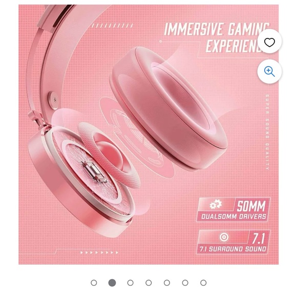 Pink Gaming headsets with Noise Canceling Mic for PC/MAC/PS4/PS5/Switch/Xbox - Picture 4 of 7